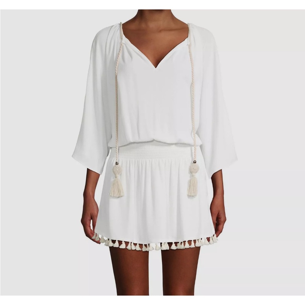 Katana Coverup Mini Dress in white | Ramy Brook